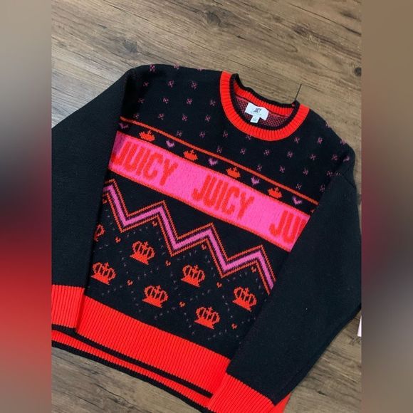 NEW JUICY COUTURE RED CROWN AND HEART SWEATER - Picture 5 of 7